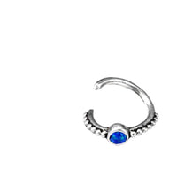 Load image into Gallery viewer, Piercing Ring 925 Silber Septum Lobe Ohr Opal blau Punkte
