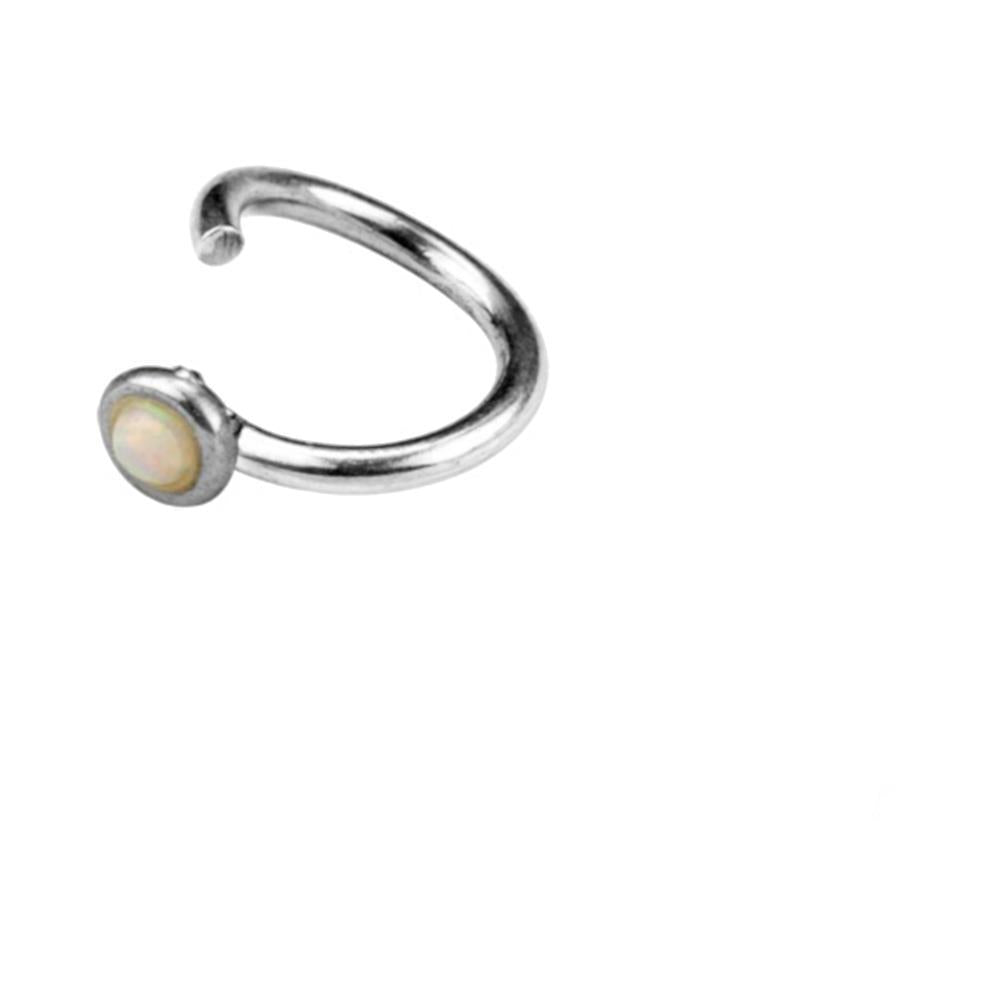 Piercing Ring 925 Silber Labret Tragus 1.2mm Opal weiß
