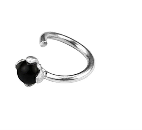 Piercing Ring 925 Silber Labret Tragus 1.2mm Onyx