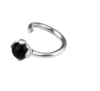 Load image into Gallery viewer, Piercing Ring 925 Silber Labret Tragus 1.2mm Onyx
