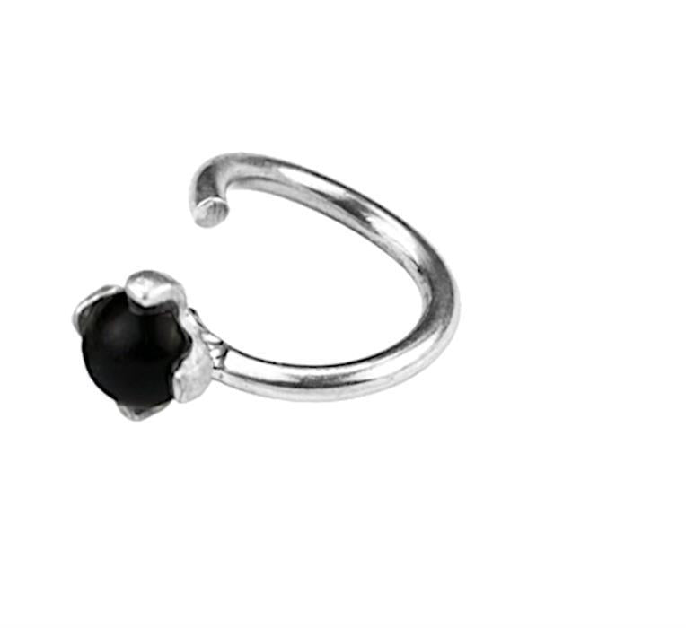 Piercing Ring 925 Silber Labret Tragus 1.2mm Onyx