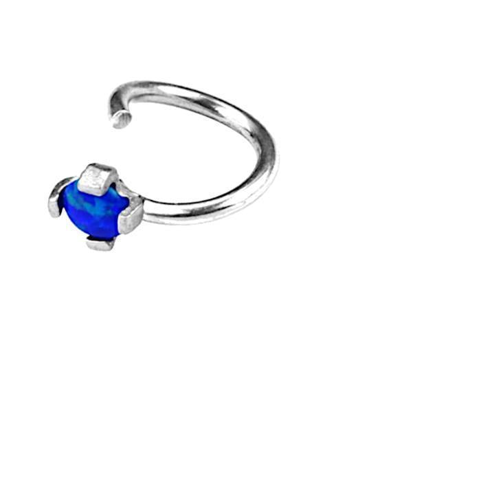 Universal Piercing Ring 925 Silber 1.2mm Opal blau