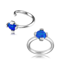 Load image into Gallery viewer, Universal Piercing Ring 925 Silber 1.2mm Opal blau
