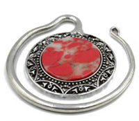 Load image into Gallery viewer, Piercing Ohrgewicht Brass Stern Stein rot 4,7mm Spirale
