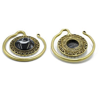 Load image into Gallery viewer, Piercing Ohrgewicht Brass Stern Stein marmoriert 4,8mm
