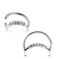 Load image into Gallery viewer, Piercing Edelstahl Ring für Nase Ohr Kristall Sichel
