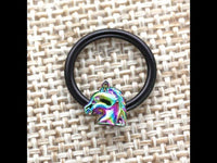 Cargar imagen en el visor de la galería, Piercing Ring Pegasus Pferd Edelstahl bunt schwarz 0.8mm

