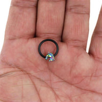 Cargar imagen en el visor de la galería, Piercing Ring Pegasus Pferd Edelstahl bunt schwarz 0.8mm
