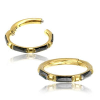 Load image into Gallery viewer, Klapp Segment Ring Piercing rechteckig Kristall schwarz
