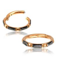Load image into Gallery viewer, Klapp Segment Ring Piercing rechteckig Kristall schwarz
