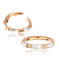 Load image into Gallery viewer, Klapp Segment Ring Piercing rechteckig Kristall weiß
