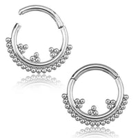 Load image into Gallery viewer, Klapp Segment Ring Piercing Edelstahl Punkte Dreiecke
