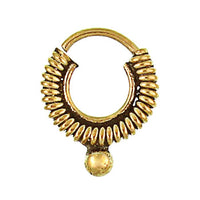 Load image into Gallery viewer, Septum Piercing Nasenringe Spiralfeder Kugel Messing Tribal goldfarben nickelfrei antik exotisch Ohrring
