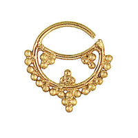 Load image into Gallery viewer, Septum Piercing Nasenringe Punkte Sichel Spitzen Messing Tribal goldfarben nickelfrei antik Ohrring
