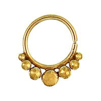 Load image into Gallery viewer, Septum Piercing Nasenringe Kreis Kugeln Messing Tribal goldfarben nickelfrei antik Ohrring
