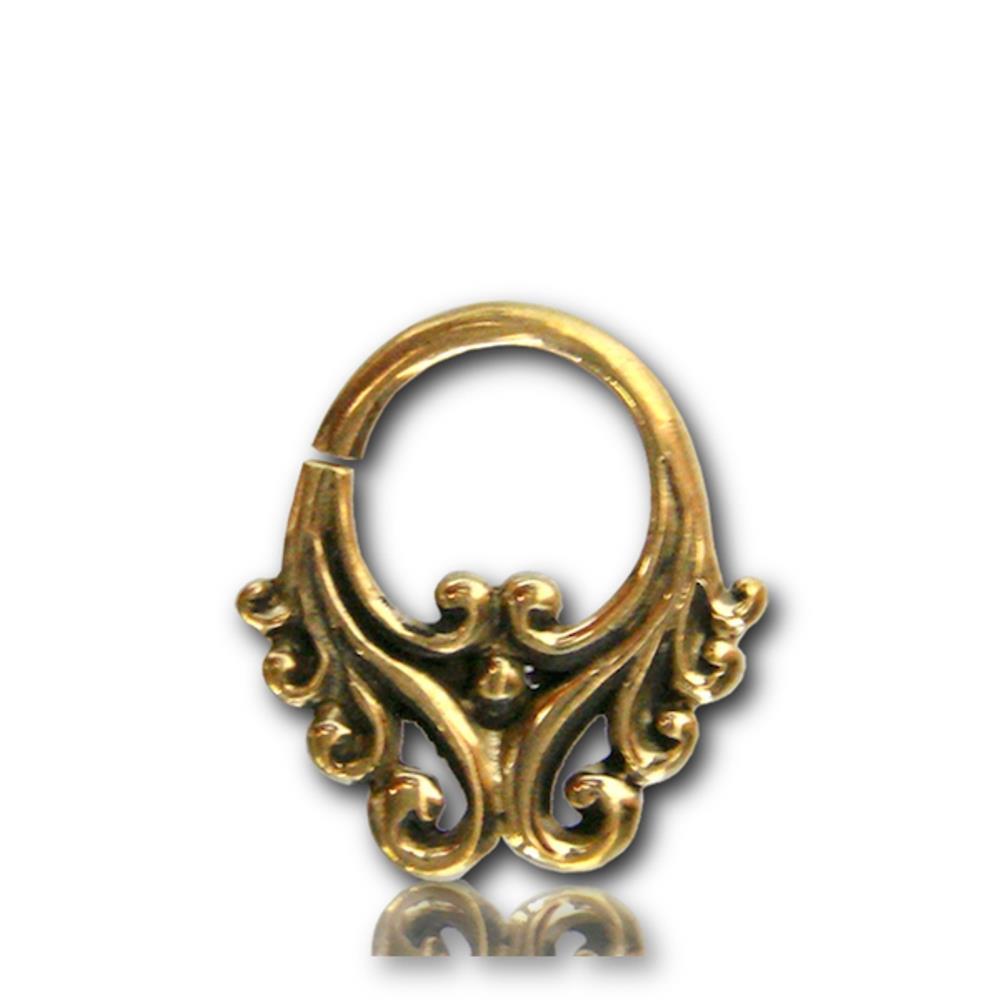 Septum Piercing Nasenringe verschnörkelt Wellen 1,6 mm goldfarben nickelfrei antik exotisch Ohrring