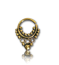 Load image into Gallery viewer, Septum Piercing Nasenringe Ringe Kugeln Messing 1,6 mm goldfarben antik Ohrring
