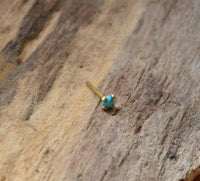 Load image into Gallery viewer, Nasen Stecker Piercing Pin Türkis Stein Brass gold
