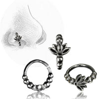 Load image into Gallery viewer, Nostril Piercing Nasenringe Silber Nasenring Kugelmuster 10 mm/0,8 mm

