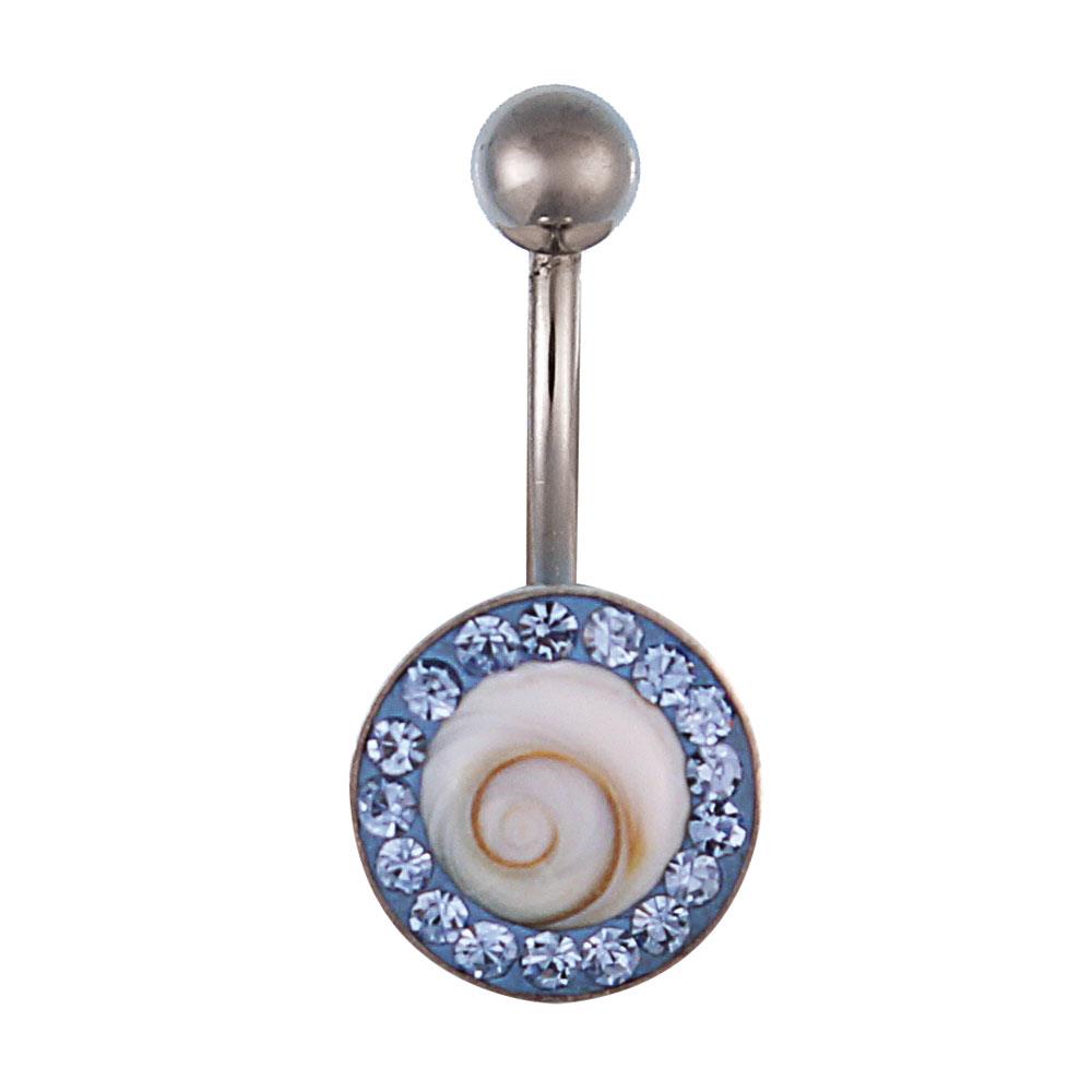 Shivaauge Bananen Piercing rund Glaskristall blau Bauchnabel 925er Silber Shiva Auge