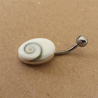 Cargar imagen en el visor de la galería, Shivaauge Piercing oval 10x14mm Bauchnabel Bananen-Piercing aus 925er Sterlingsilber
