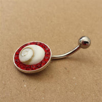 Cargar imagen en el visor de la galería, Shivaauge Bananen Piercing rund Glaskristall rot Bauchnabel 925er Silber Shiva Auge
