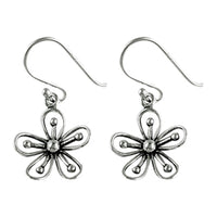 Load image into Gallery viewer, Silberohrringe 925er Silber Ohrringe Ohrhänger Schmuck Blume Silberperlen schwarz
