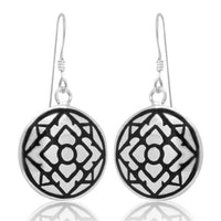 Load image into Gallery viewer, Ohrringe schwarz Muster rund Silberohrringe 925er Sterling Silber Damen Schmuck
