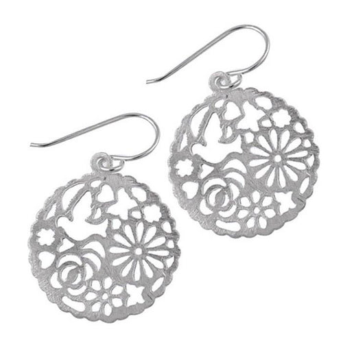 Ohrringe Schmetterlinge Vogel Blumen matt Silberohrringe 925 Sterling Silber Damen Ohrhänger Schmuck