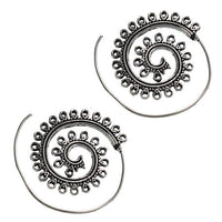 Load image into Gallery viewer, Messingohrringe versilbert Spiralen Tropfen-Formen Punkte Ornament 925 sterling Silber
