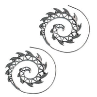 Load image into Gallery viewer, Messingohrringe versilbert Spiralen Zacken Dreiecke Muster 925 sterling Silber

