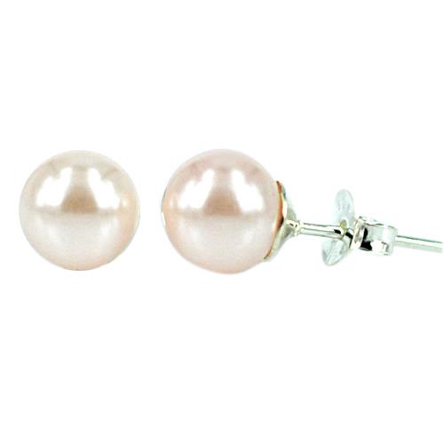 Ohrstecker rosa Perle Perlenohrstecker 925er Sterling Silber Glanz Ohrringe Damen 6 mm