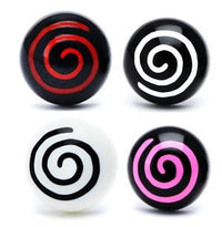Load image into Gallery viewer, Ohrstecker Halbkugel Spirale 8 mm Acryl Unisex Ohrringe Edelstahl nickelfrei zweifarbig

