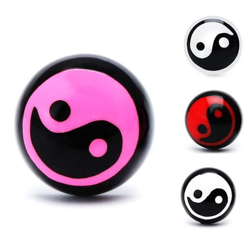 Ohrstecker Halbkugel Yin Yang 8 mm Acryl Unisex Ohrringe Edelstahl nickelfrei zweifarbig