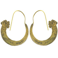 Load image into Gallery viewer, Ohrringe Halbkreis dunkel breiter Messing antik golden Ohrhänger nickelfrei Tribal Schmuck Brass
