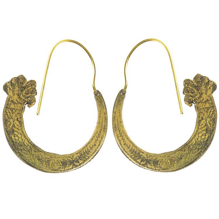 Ohrringe Halbkreis dunkel breiter Messing antik golden Ohrhänger nickelfrei Tribal Schmuck Brass