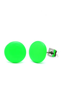 Cargar imagen en el visor de la galería, A pair of 12 mm colorful star-shaped unisex brass stud earrings with nickel-free stainless steel posts, called &quot;Brass Ohrstecker Stern Sterne bunt,&quot; shown against a white background.
