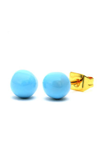 Load image into Gallery viewer, A pair of Brass Ohrstecker Perle Kugel 5mm bunt gold Emaille nickelfrei Messing stud earrings, shown on a white background.
