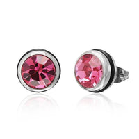 Cargar imagen en el visor de la galería, The CHICNET Brass Ohrstecker silber features 10mm round Glaskristall stones and a rubber backing. Made from nickelfrei brass for all-day comfort and style.
