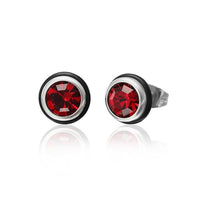 Load image into Gallery viewer, Brass Ohrstecker silber Gummi Ring Glaskristall facettiert 8mm rund bunt
