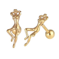 Load image into Gallery viewer, Fake Piercing Expander golden Frau liegend Schaubverschluss Edelstahl
