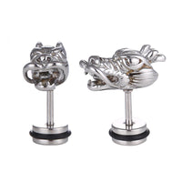 Load image into Gallery viewer, Fake Piercing Chinesischer Drachenkopf Edelstahl Schraubverschluss silberfarben
