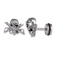 Load image into Gallery viewer, Fake Piercing Totenkopf kreuzt Schwerter Edelstahl Schraubverschluss silber Farben
