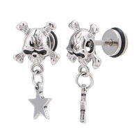 Load image into Gallery viewer, Fake Piercing Totenkopf Knochen Stern Anhänger Schraubverschluss silberfarben
