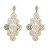 Load image into Gallery viewer, Brass Ohrstecker Räder rund Stern antik golden glänzend
