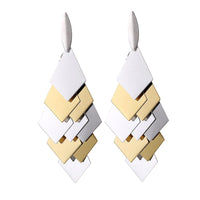 Load image into Gallery viewer, Brass Ohrstecker silberfarben und golden Rauten Anhänger glänzend
