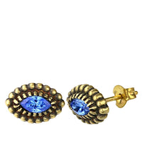 Load image into Gallery viewer, Messing Kristall Glitzer Ohrstecker gold Auge 12mm
