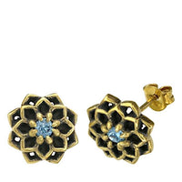 Load image into Gallery viewer, Messing Stein Kristall Ohrstecker gold Sternblume 12mm
