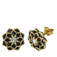Load image into Gallery viewer, Messing Stein Kristall Ohrstecker gold Sternblume 12mm
