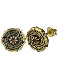 Load image into Gallery viewer, Messing Stein Kristall Ohrstecker gold Rose 11mm
